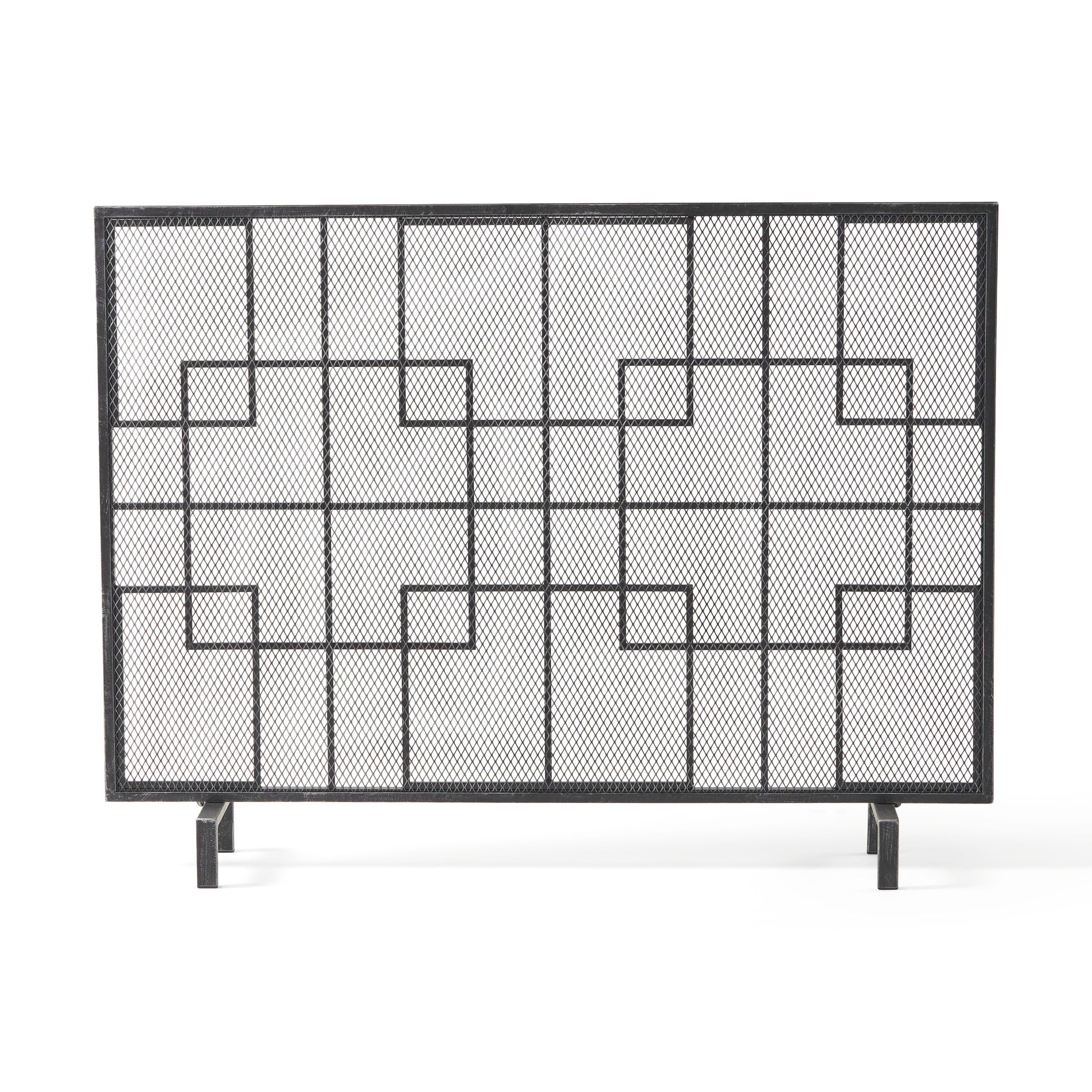 Fire Screen Black Silver Iron