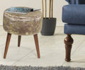 Flora Ottoman 108 Light Brown Light Brown Chenille Wood Chenille Brown Contemporary Oval Foam