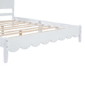 Full Size Wood Platform Bed Frame, Retro Style Bed With Rectangular Headboard,No Need Box Spring,White Full White Wood