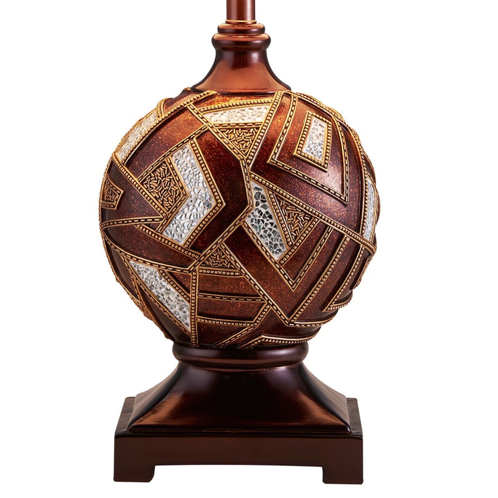 29.75" Tall Polyresin Table Lamp, Polymosaic Design Brown Polyresin