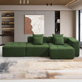 105.5'' L Shaped Modular Sectional Sofa,Minimalist Corduroy Floor Couch Set,Convertible Foam Filled Cloud Couch For Living Room,3 Pc Free Combination,No Assembly Required,3 Colors Green Corduroy 4 Seat