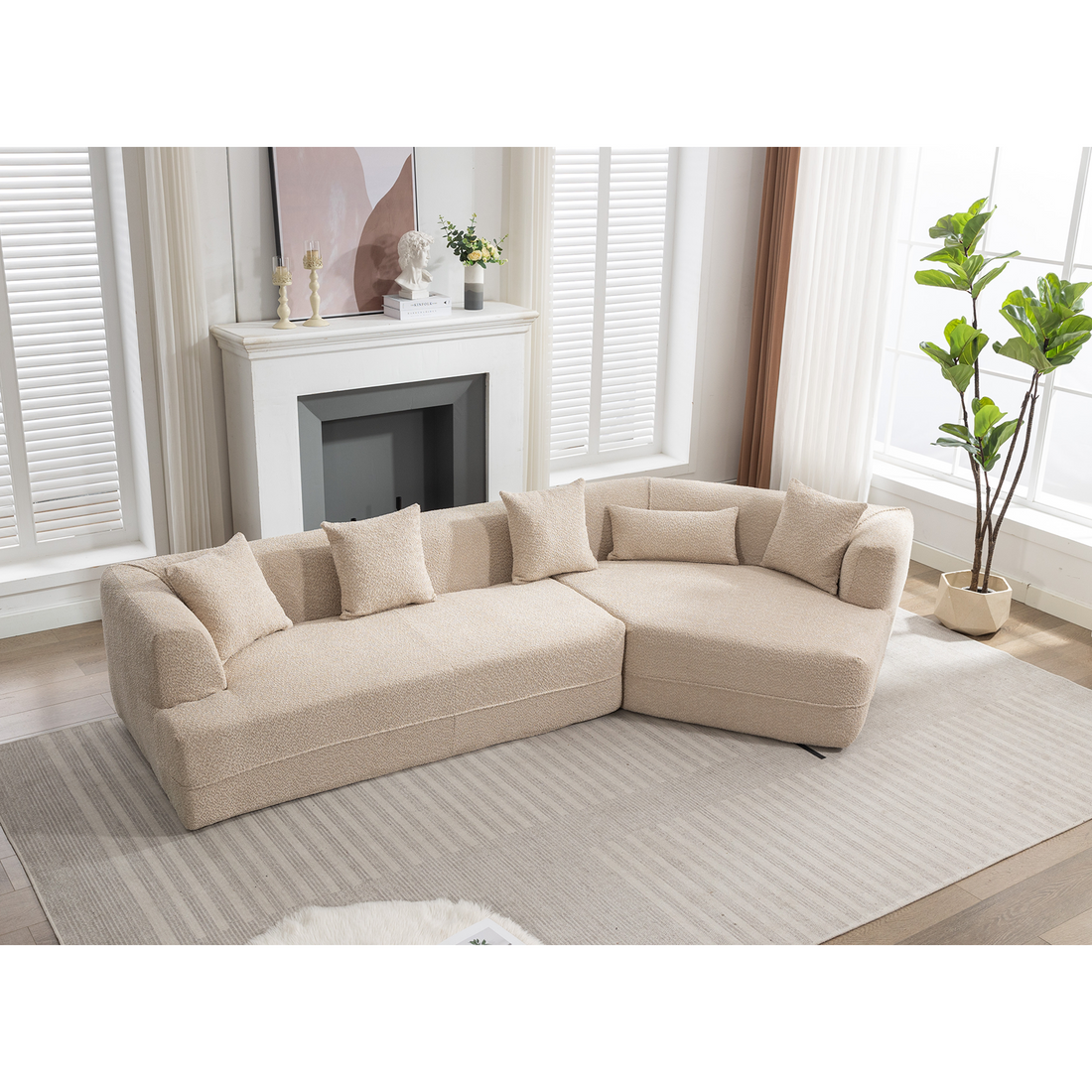 And Upgraded Extended Edition Modular Sofamodern Minimalist Style Sofa, Upholsteredfree Combination, Round Fiber Fabric, Anti Wrinkle Fabric,Dimension Extension,Brown Light Brown Polyester Primary