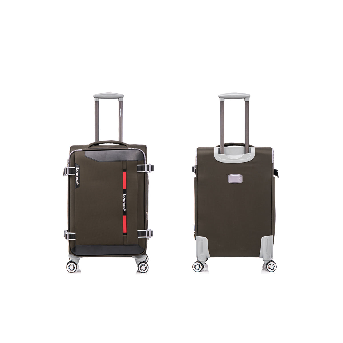 Softside Upright Luggage Set Expandable, Lightweight,4 Piece 20 24 28 32 Sage Green Contemporary Fabric