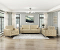 Sand Hued Polished Microfiber Upholstery Elegant Modern Style Chair 1Pc Solid Wood Living Room Furniture Silver Finish Metal Legs Sand Primary Living Space Modern Solid Wood