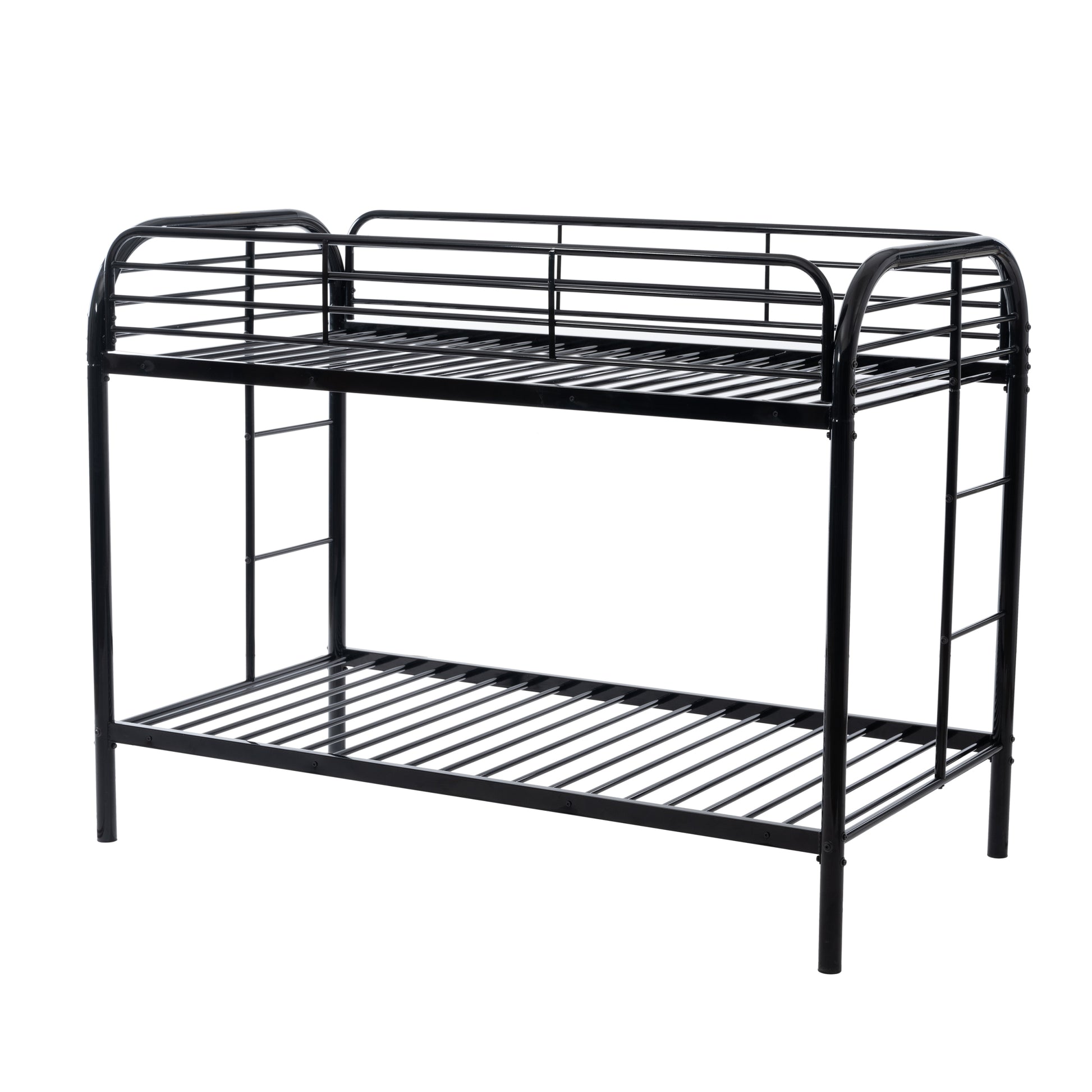 Twin Over Twin Bunk Bed With Ladders Twin Black Steel