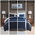 Plush To Sherpa Comforter Set Twin Navy Polyester