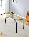 Glass Dining Table Transparent, 130*80* 8Mm Black Seats 4 Glass