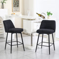 Counter Height Swivel Bar Stools Set Of 2, 360 Swivel Upholstered Barstools With Back And Metal Legs, 25.6