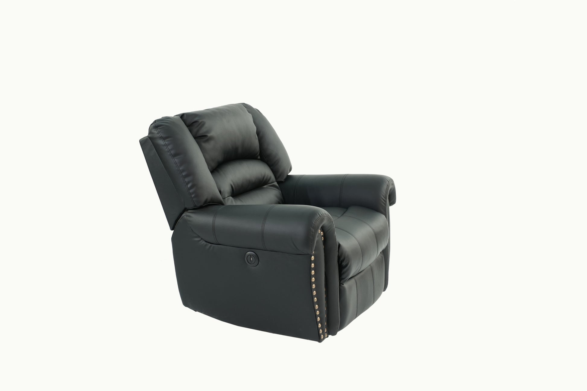 Modern 1Pc Manual Motion Recliner Chair Glider Black Color Bonded Leather Armrest Cushion Seating Living Room Furniture Black Faux Leather Primary Living Space Contemporary,Modern Bonded Leather