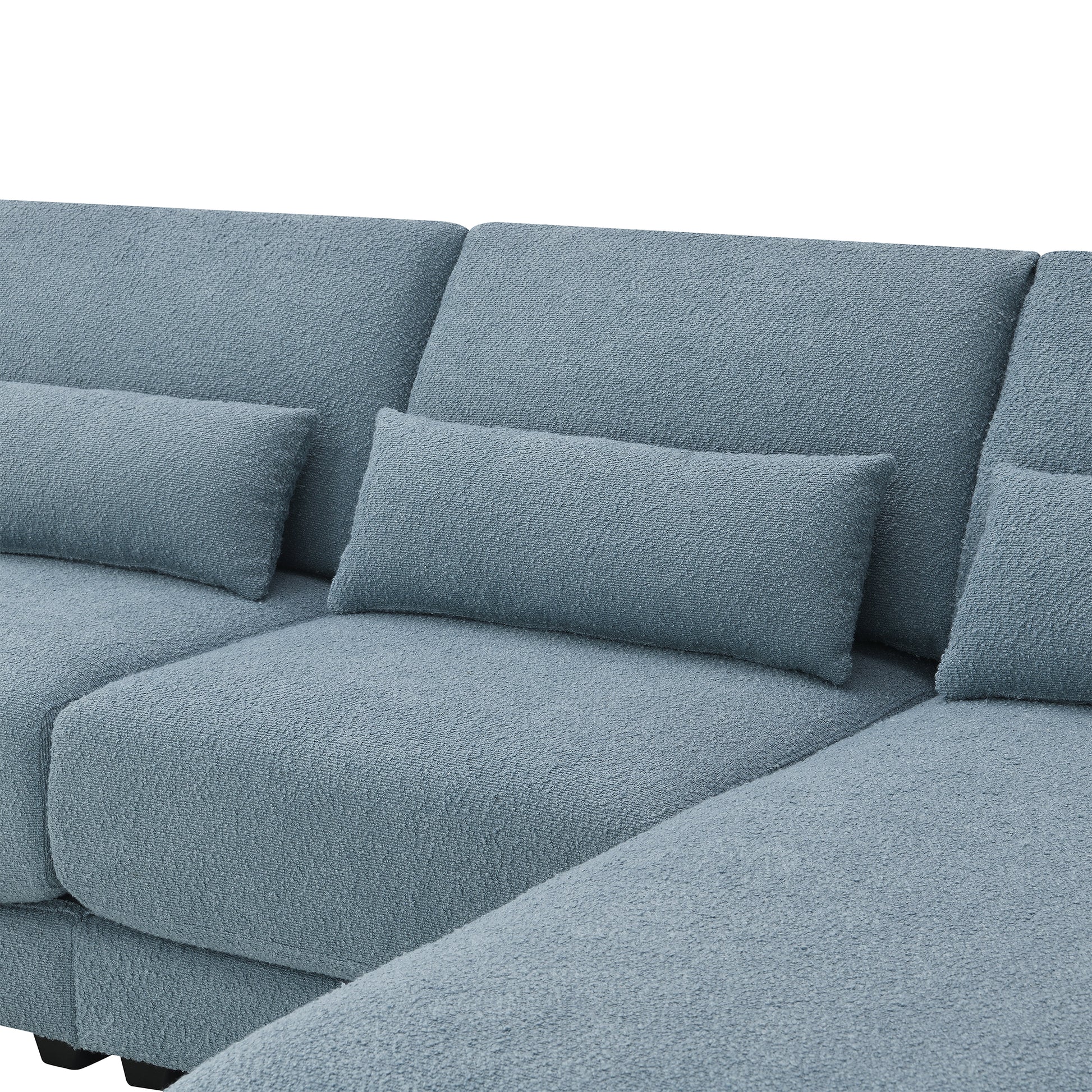 120*61" Oversized Deep Seat Sectional Sofa With Reversible Chaise,Loop Yarn Fabric 5 Seat Armless Indoor Furniture,Convertible L Shaped Couch For Living Room,Apartment,3 Colors Blue Fabric 5 Seat