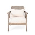 Set Of 2 Outdoor Acacia Wood Patio Club Chair, Patio Furniture,Waterproof Thick Cushion Deep Seating For Porch, Garden, Backyard, Balcony, Weight Capacity 400Lbs, Light Brown Finish, Cream Cushion Yes Deep Seating Light Brown Garden & Outdoor Foam Acacia
