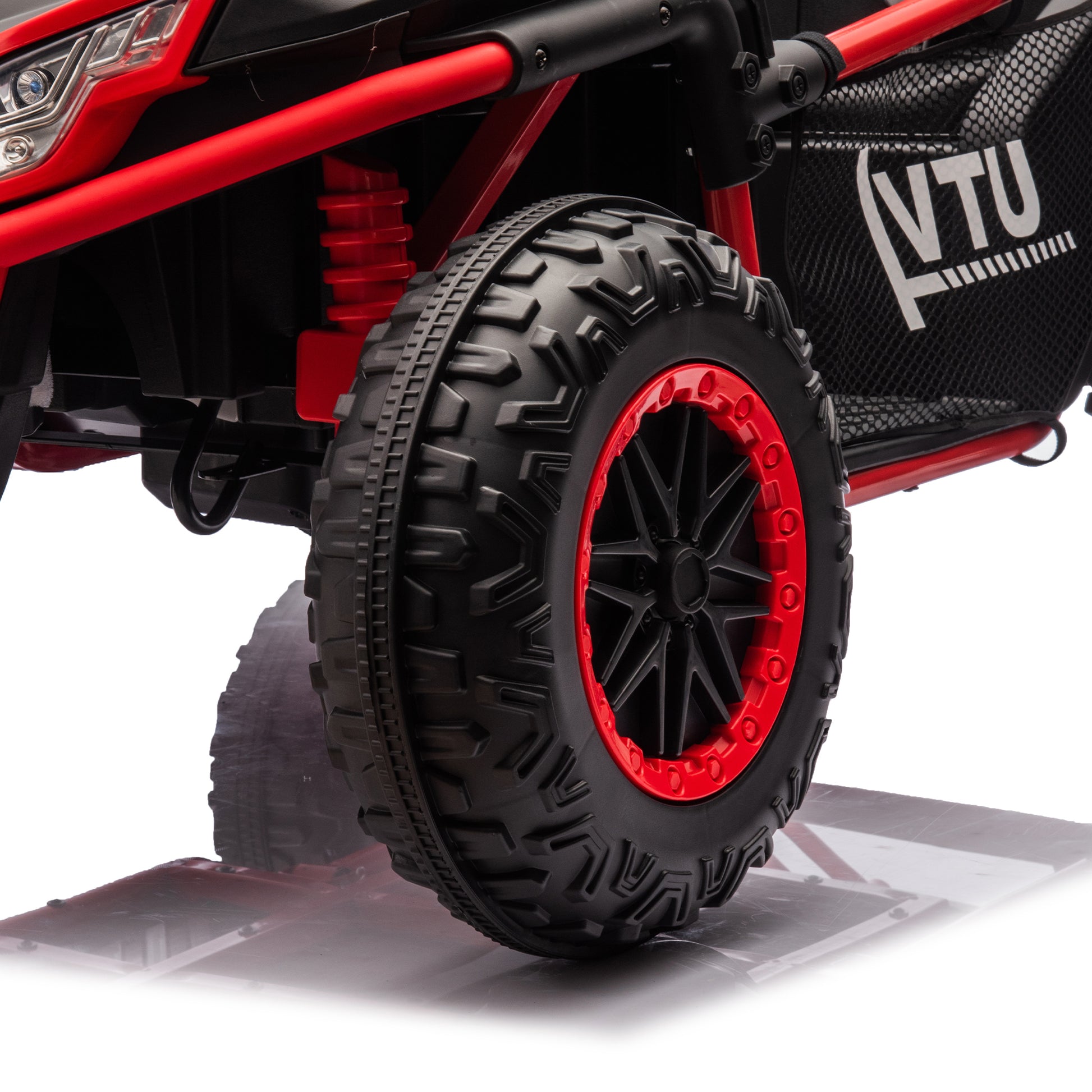 24V Two Seater Kids Ride On Utv W Parents Control,400W Super Power,Four Wheel Suspension,Led Light With Rear Searchlight,Bluetooth,Mp3,Music,Rear Storage Space,Speeds 3.73 4.97Mph For Kids Aged 3 . Red 50 99 Lbs Polypropylene