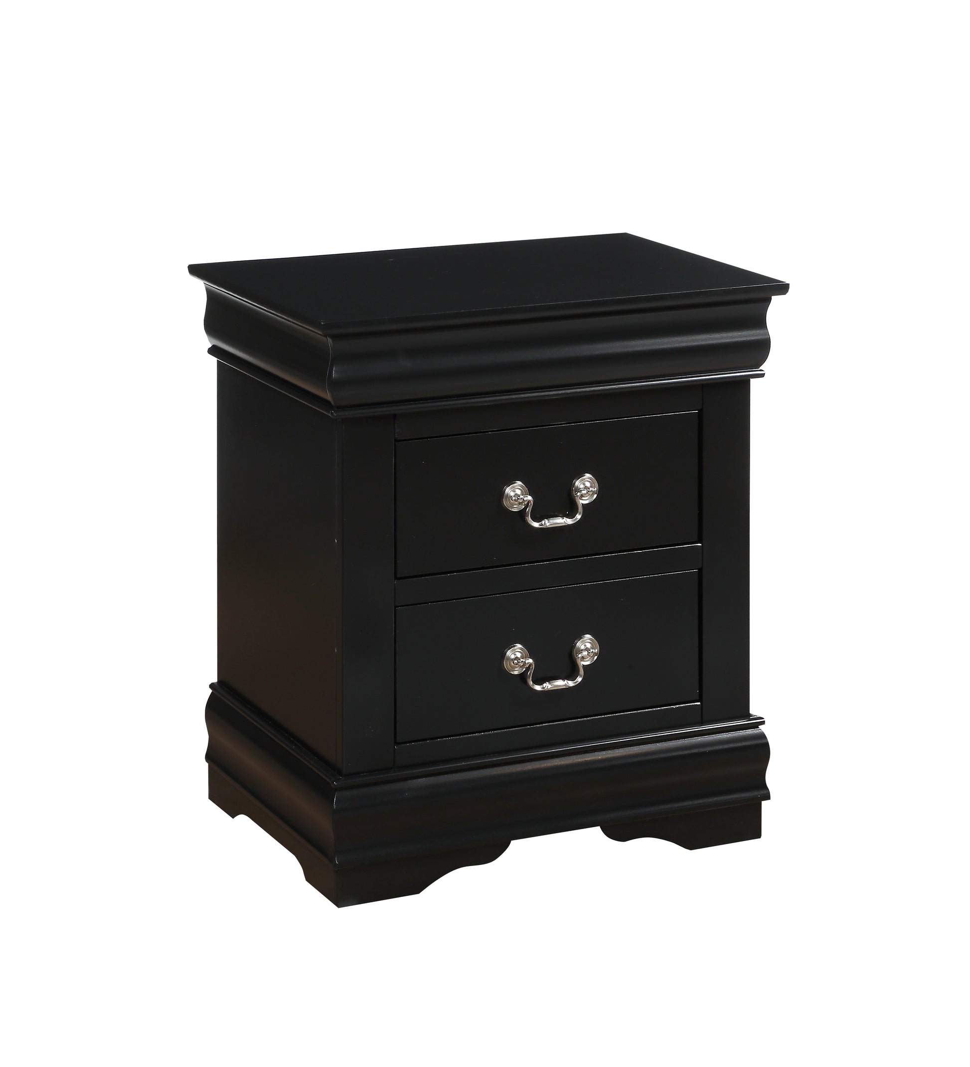 Louis Philippe Black Finish Nightstand Black Synthetic Wood