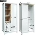 Bedroom Storage Wardrobe With Hanging Rods And 2 Drawers And Open Shelves,Sliding Door,White White Mdf