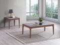 Bevis Coffee Table, Engineered Stone & Walnut Finish Lv02645 Walnut Wood Metal