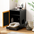 Cat Litter Box Enclosure, Hidden Cat Washroom, Kitty End Table, Litter Cabinet With Sisal Door,Black Light Oak Particle Board