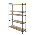 Oak And Sandy Black Bookshelf 5 Black Brown Horizontal Primary Living Space Open Back Adjustable Shelves Wood