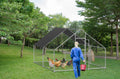 Large Metal Chicken Coop, Walk In Chicken Coop, Galvanized Wire Poultry Chicken Coop, Rabbit Duck Coop With Waterproof And Uv Protection Cover For Outdoor, Backyard And Farm. 9.8' W X 13.1' L X 6.6' H Silver Steel