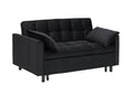 Modern Velvet Sofa, Sofa Pull Out Bed, Smallseat Casual Sofa With Back, With Pillow, Pockets, Living Room Furniture, 3 In 1 Convertible Sleep Sofa Bed. Black Velvet 3 Seat