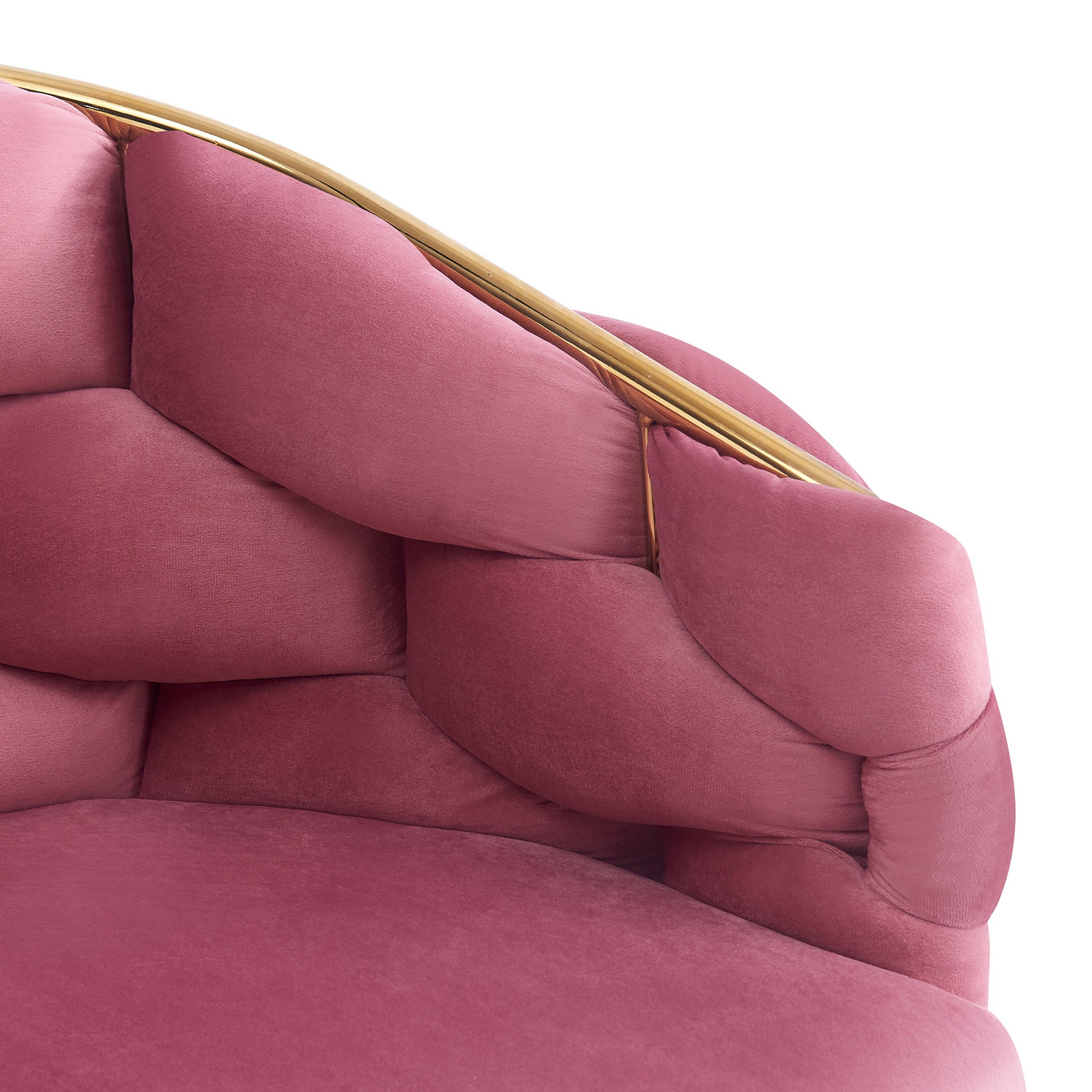 Set Of 2 Luxury Handmade Accent Chair With Gold Legs, Modern Velvet Armchair For Living Room And Bedroom Pink Foam Velvet