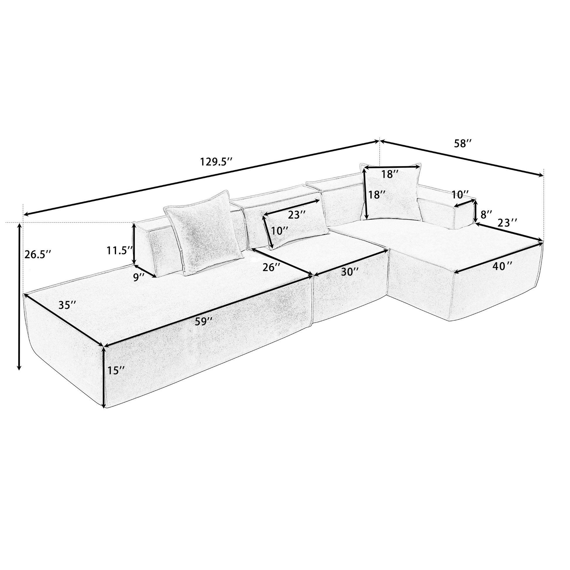 Modular Combination Living Room Sofa Set, Modern Minimalist Sofa, Free Installation Sofa, L Shaped, Italian Minimalist Tofu Block Sofa,Right Hand Facing, Terrycloth Fabric,Dark Brown Dark Brown Polyester Primary Living Space Soft Modern Polyester 3 Seat