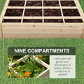 Outsunny Raised Garden Bed Kit, 4' X 4' Outdoor Wooden Planter Box With 9 Growing Grids, For Plants And Herbs Natural Wood