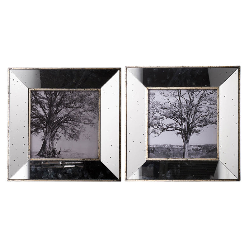 S 2 Vintage Silver Reflective Picture Frames, 15X15" Silver Mdf