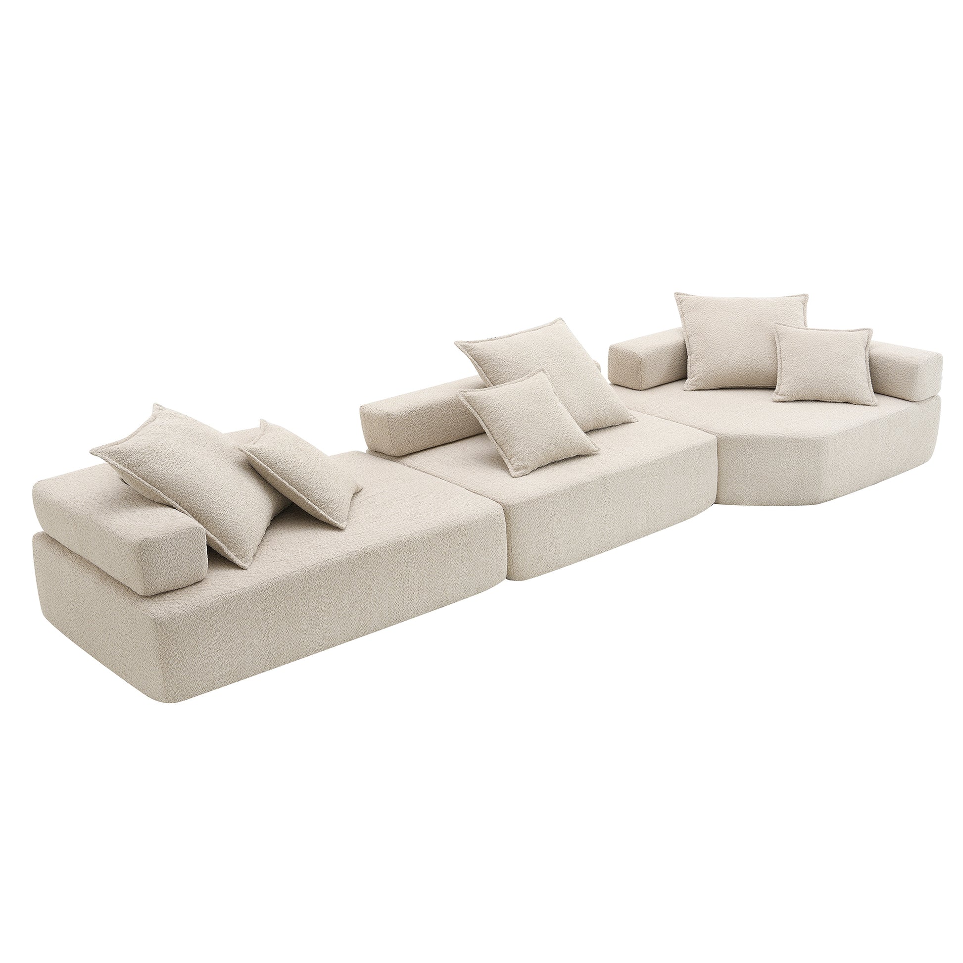 Oversized Modular Sectional Sofa,Luxury Boucle Floor Couch Set,Convertible Sleeper Couch,Spacious Foam Filled Sofa Bed For Living Room,3 Pc Free Combination,2 Colors Beige Boucle 5 Seat