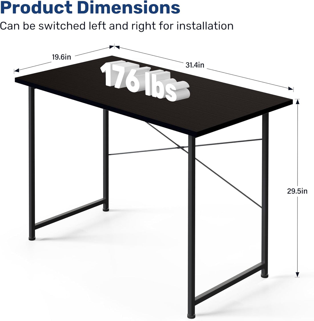 Small Space Writing Desk With Headphone Hooks Modern Simple Design, Suitable For Study, Home Office And Children'S Room, 32 Inch, Black Black Wood