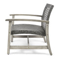 Hampton Wood Wicker Club Chair Grey Black Wood