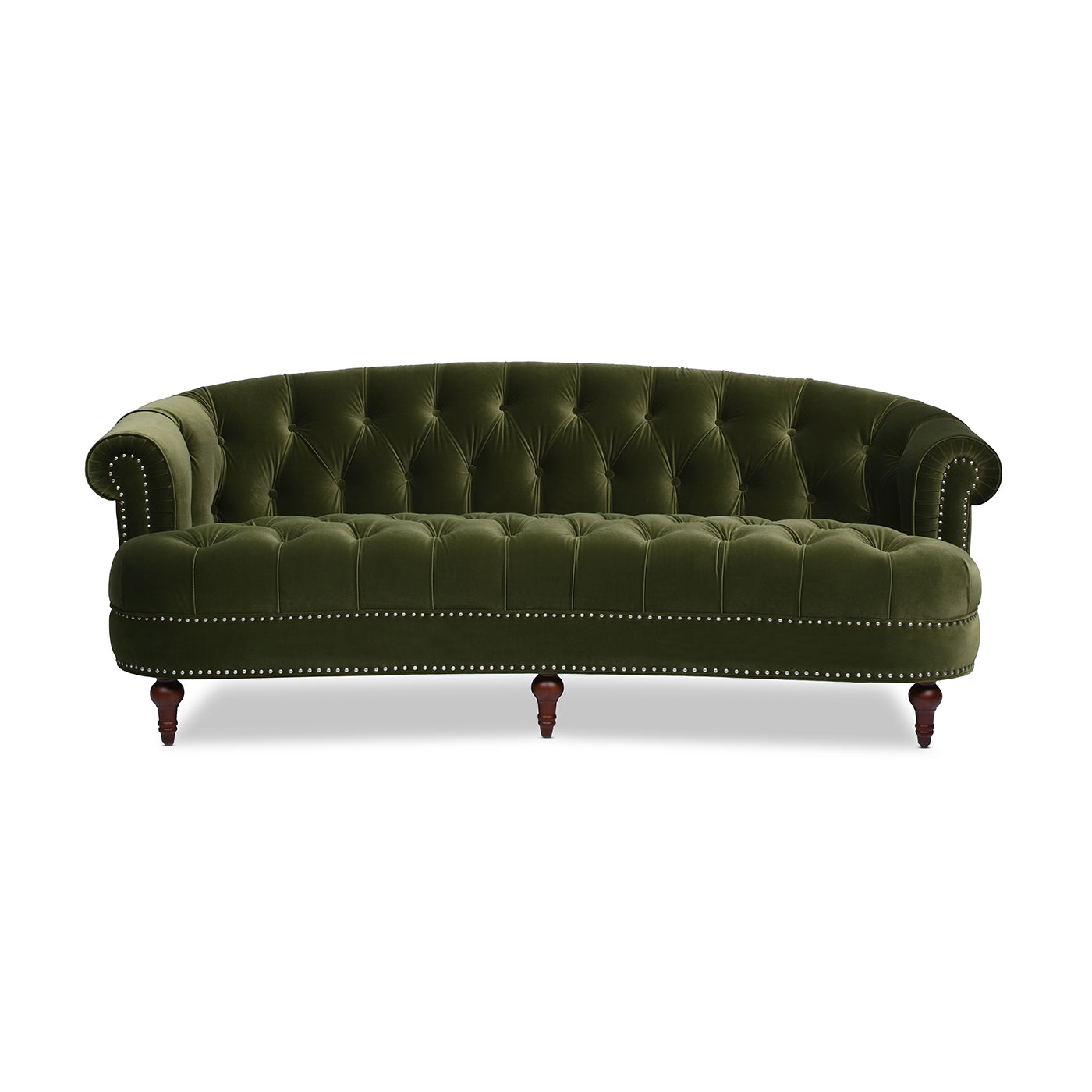 La Rosa Victorian Chesterfield Tufted Sofa, Olive Green Performance Velvet Olive Green Foam Velvet 3 Seat