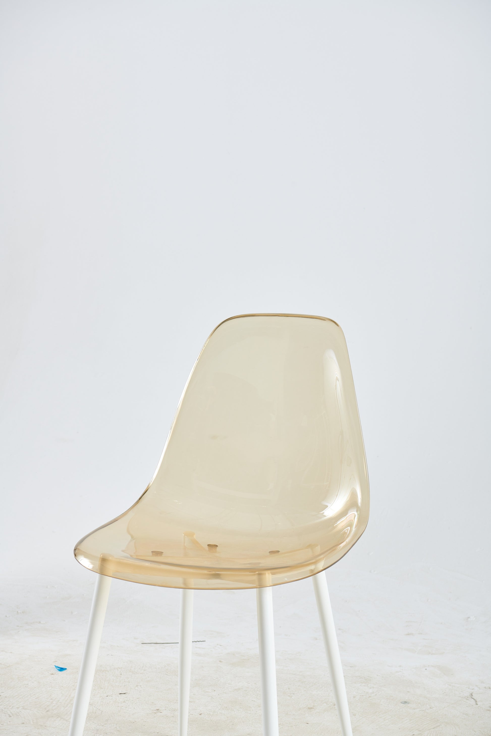 Dining Chair,Set Of 4,Metal Leg,Plastic Seat,Transparent Yellow Yellow White Iron Plastic