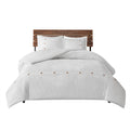 3 Piece Cotton Waffle Weave Duvet Cover Set Queen White Cotton