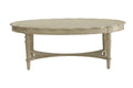 Fordon French Antique White Finish Coffee Table Ivory Synthetic Wood