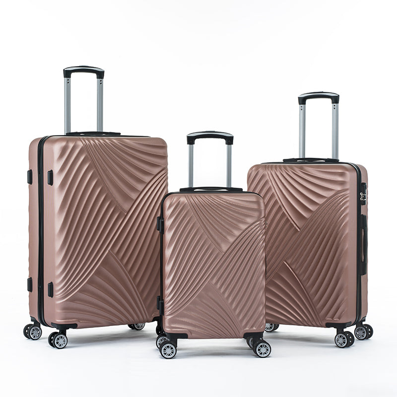 Three Piece Hard Shell Soft Edge Luggage With Rotating Wheels, 360 Degree Rotating Four Wheel Luggage, Lightweight, Suitable For Travel Luggage And Suitcases. 3 Piece Suitcase Set 20 24 28 Inch Rose