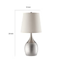 Modish Metal Table Lamp, Silver Set Of 2 Silver Metal