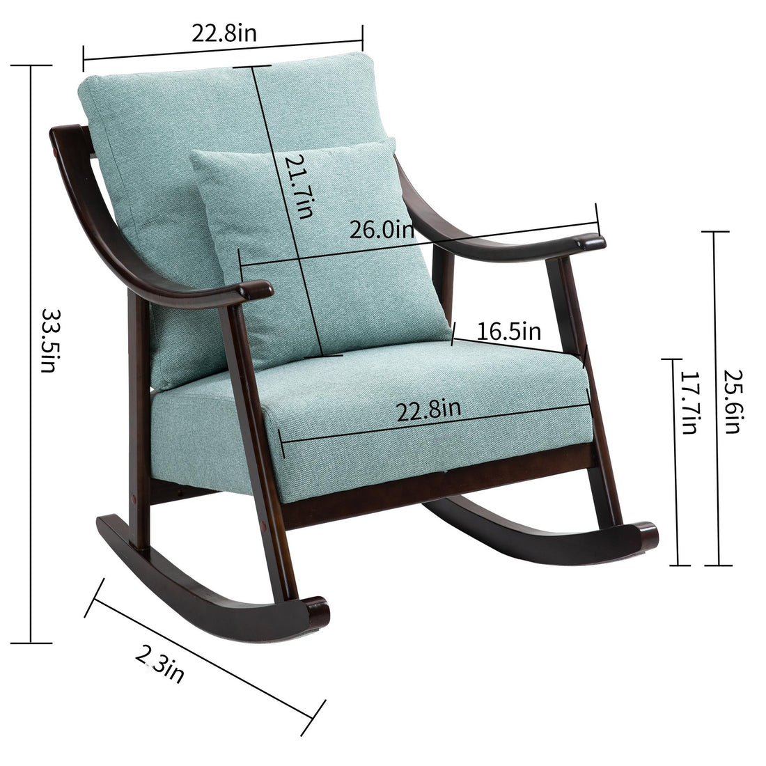 Woven Fabric Mid Century Modern Accent Chairs Comfy Upholstered Glider Arm Chair With Solid Wood For Living Room Bedroom Balcony Light Green Linen