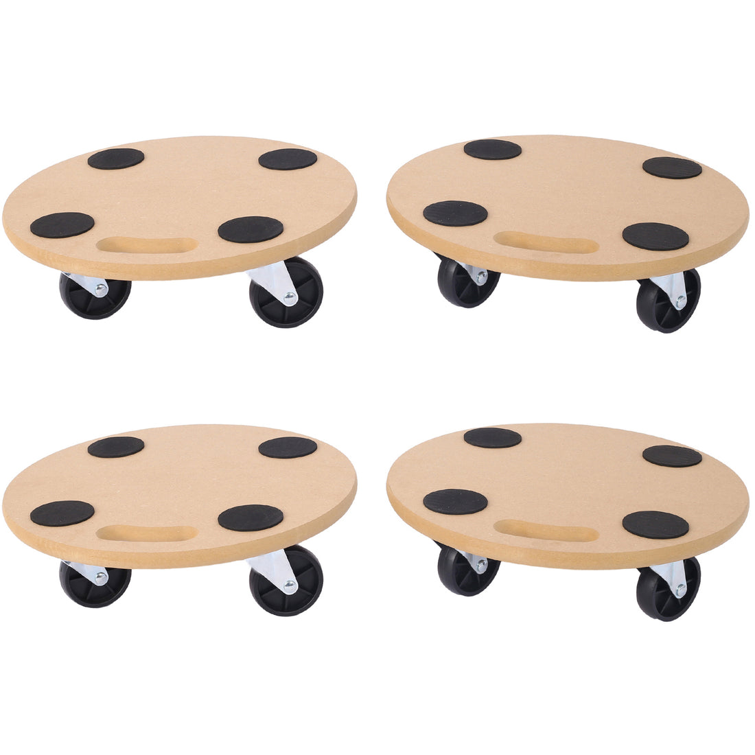 Furniture Moving Dolly, Heavy Duty Wood Rolling Mover With Wheels For Piano Couch Fridge Heavy Items, Securely Holds 500 Lbs 4Pcs 15" Round Platform Natural Mdf