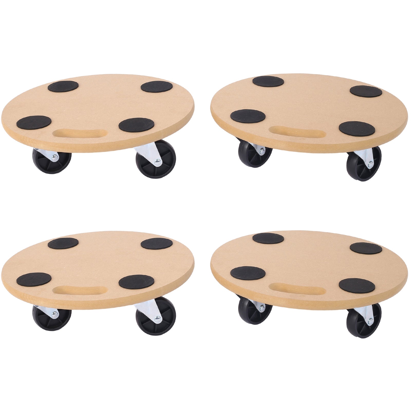 Furniture Moving Dolly, Heavy Duty Wood Rolling Mover With Wheels For Piano Couch Fridge Heavy Items, Securely Holds 500 Lbs 4Pcs 15" Round Platform Natural Mdf