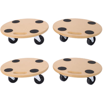 Furniture Moving Dolly, Heavy Duty Wood Rolling Mover With Wheels For Piano Couch Fridge Heavy Items, Securely Holds 500 Lbs 4Pcs 15" Round Platform Natural Mdf