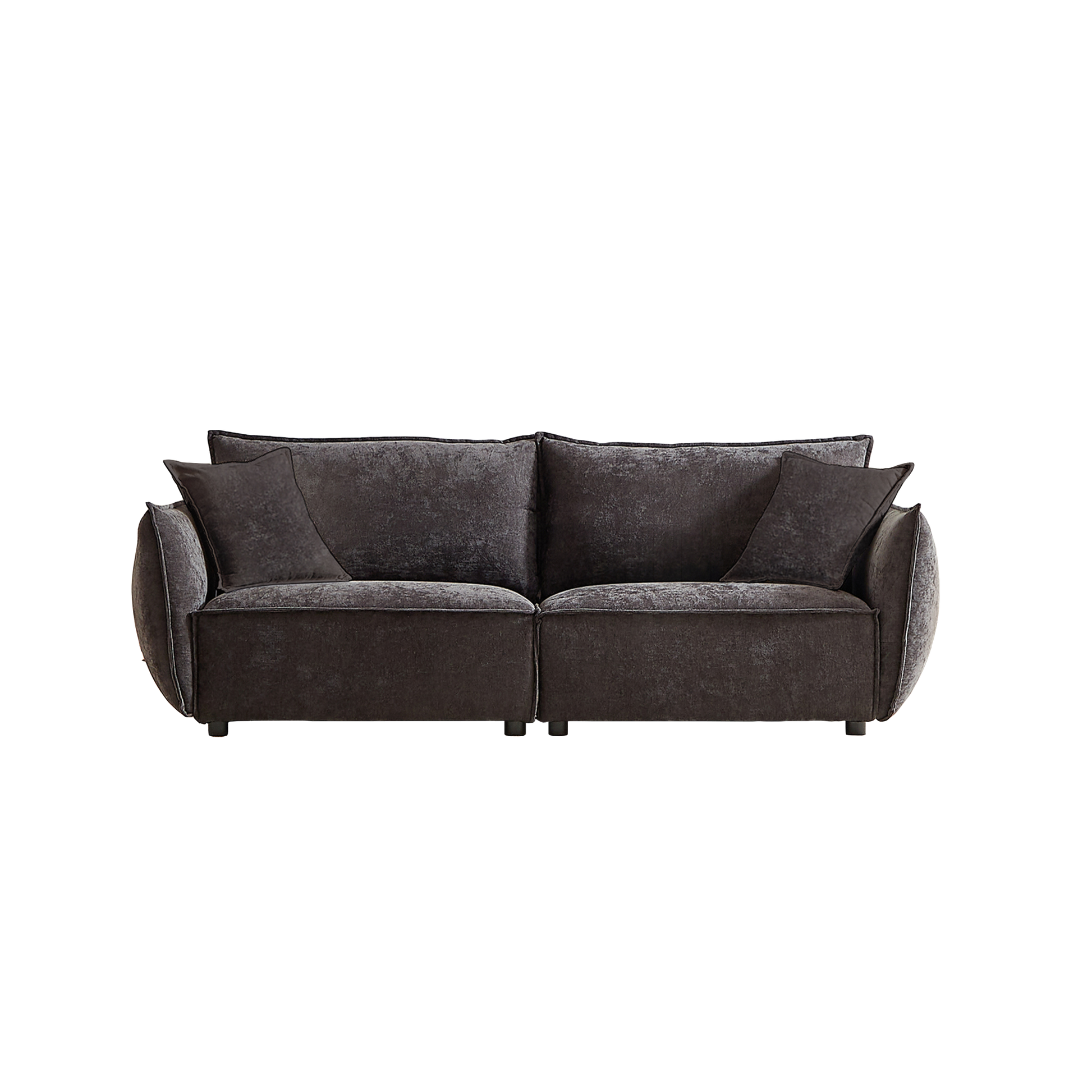 Mh88" Modern Living Room Sectional, Wide Living Room Sectional, Stylish Chenille Triple Sectional With Extra 2 Pillows, Thickly Padded Seat And Back And Armrests For Apartment, Living Room Black Chenille Wood Primary Living Space Pine Foam Fabric 3 Seat