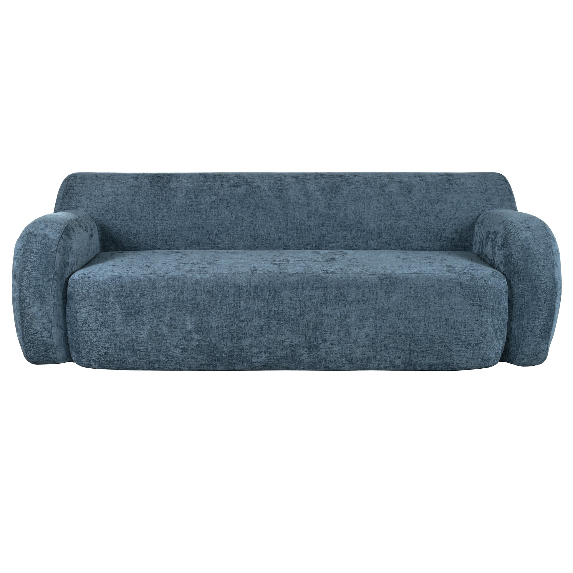 81.5" Minimalist Compression Sofa, Curved Design, 3 Seater Casual Sofa For Living Rooms, Bedrooms, And Apartments Dark Blue Polyester 3 Seat