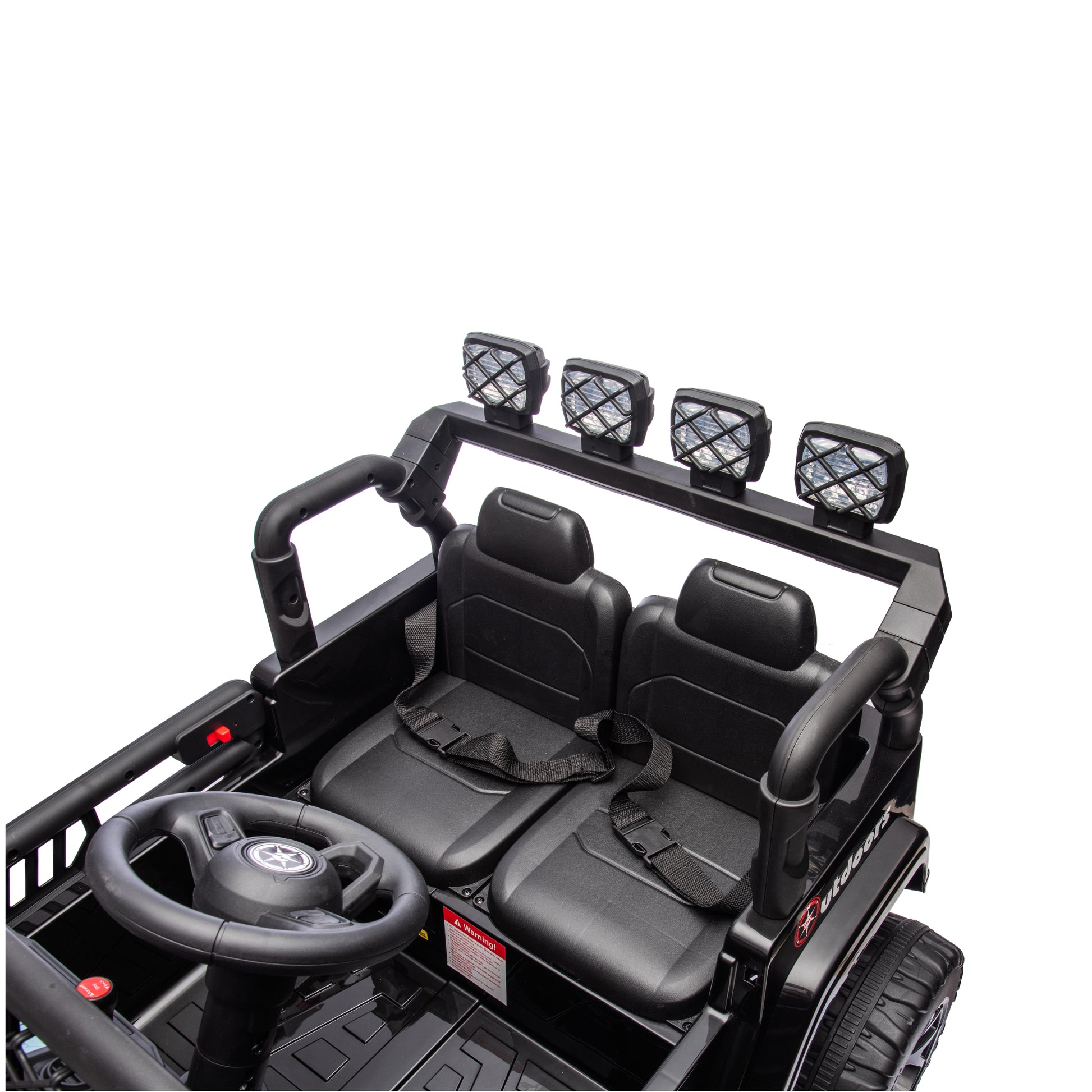 Black,24V 2 Seater Ride On Truck Car, 4Wd Motors, With 2.4G Remote Control,Metal Suspension,Soft Start,Music, Led Light,Outdoor Off Road Electric Car,Toys Gifts Black 100 149 Lbs Iron Plastic Iron