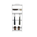 Accent Portable Garment Rack,Clothes Valet Stand With Storage Organizer,White Finish White Mdf