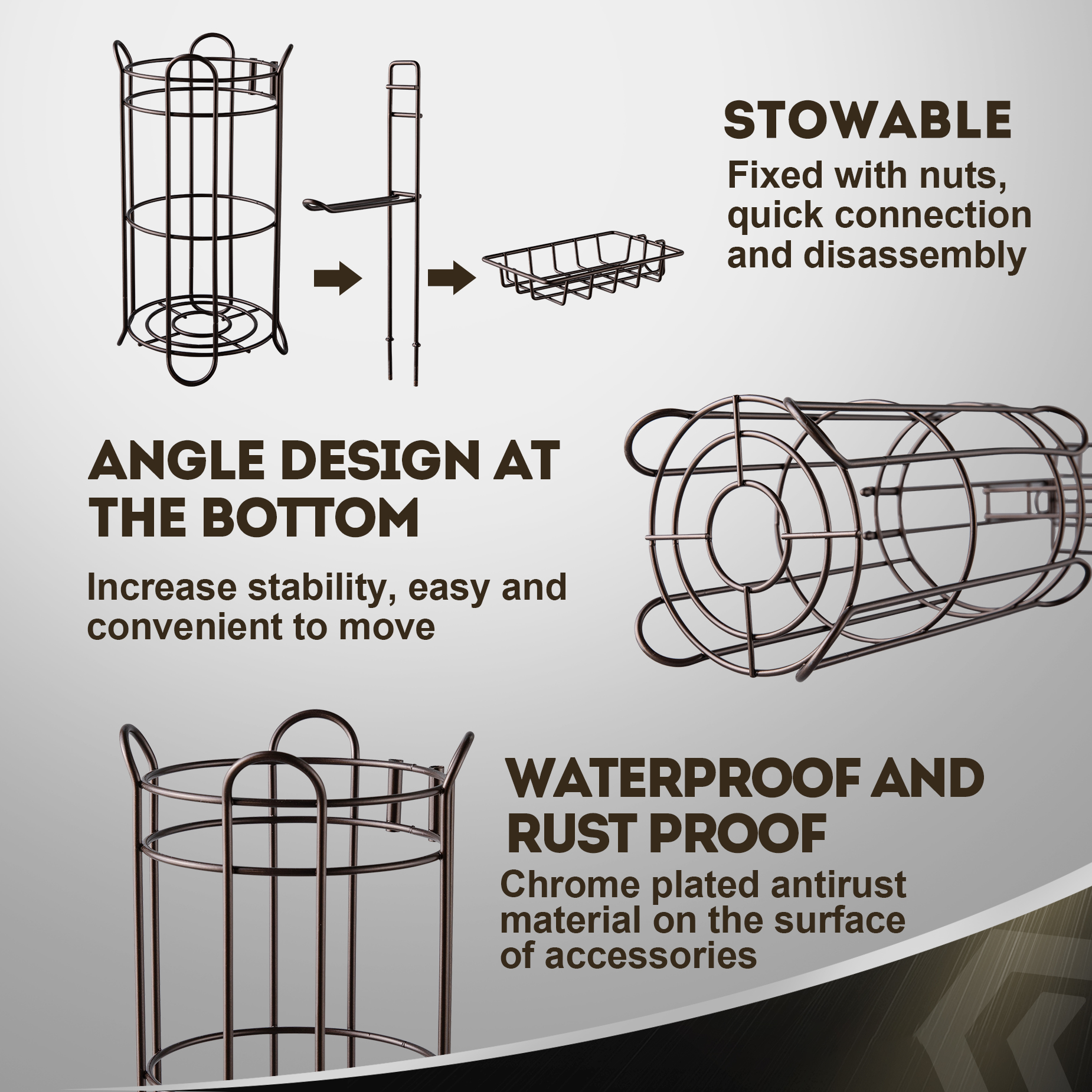 Toilet Paper Holder Holder With Shelf,Bathroom With Toilet Convenient Shelf, Holds Mega Rolls, Phone,Brown Brown Metal