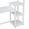 House Shaped Wooden Writing Desk,Kids Study Table,Bookshelf & Toy Storage,White Twin White American Design Pine