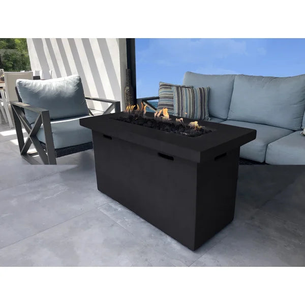 25" H X 42" W Fiber Reinforced Concrete Propane Outdoor Fire Pit Table Charcoal Garden & Outdoor Modern Stone Concrete