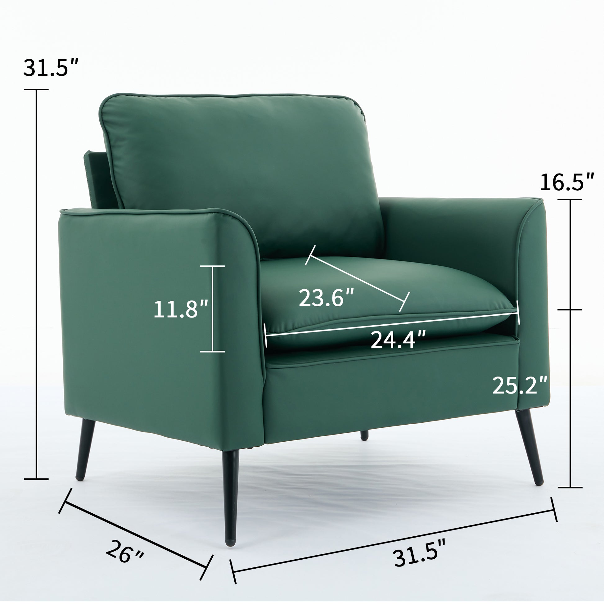 Ts Cat Paw Leather Upholstered Sofa Green Leather 1 Seat