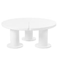 39.4'' Easy Assembly Round Petal Shaped Coffee Table, Cream Style Center Table With 3 Thick Legs, Minimalist Irregular End Table With Sleek Round Edges For Living Room, White White Mdf