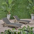 Banzai Chaise Lounge With Pull Out Tray Grey Acacia Wood